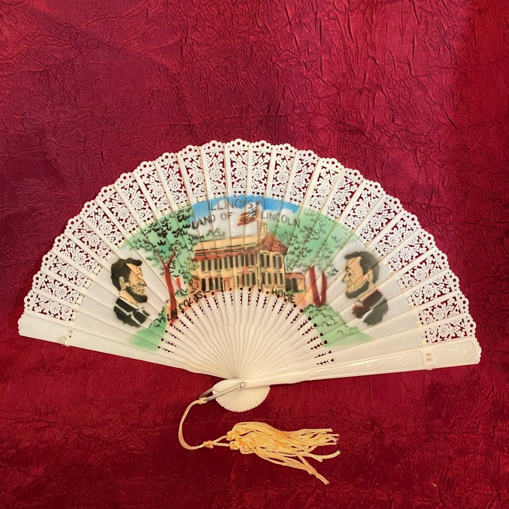 Vintage 1960s Folding Fan - Illinois, Land of Lincoln